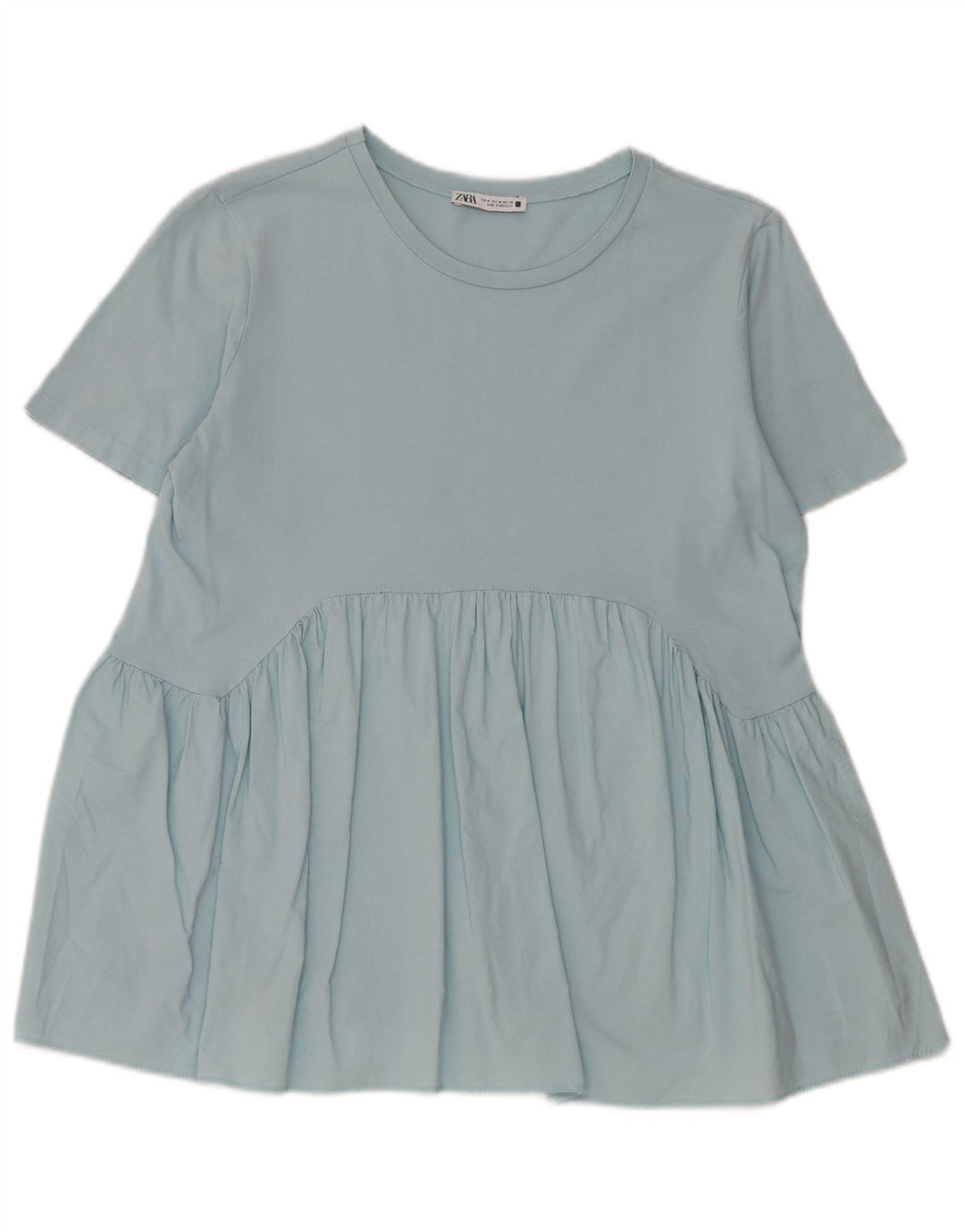 Blusa feminina Zara Top UK 12 algodão azul médio