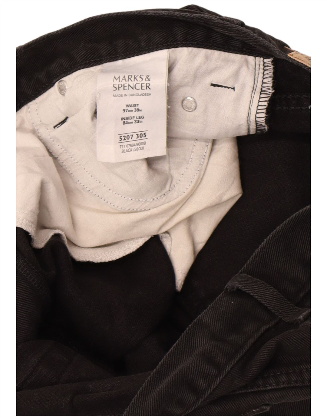 Jeans retos masculinos Marks & Spencer W38 L33 algodão preto