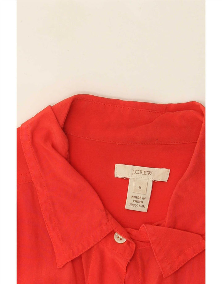 Camisa feminina J. Crew EUA 6 seda vermelha média