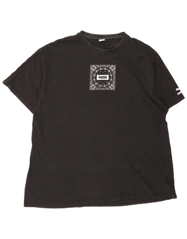 Camiseta masculina Puma Loose Fit Graphic Top Grande Algodão Preto