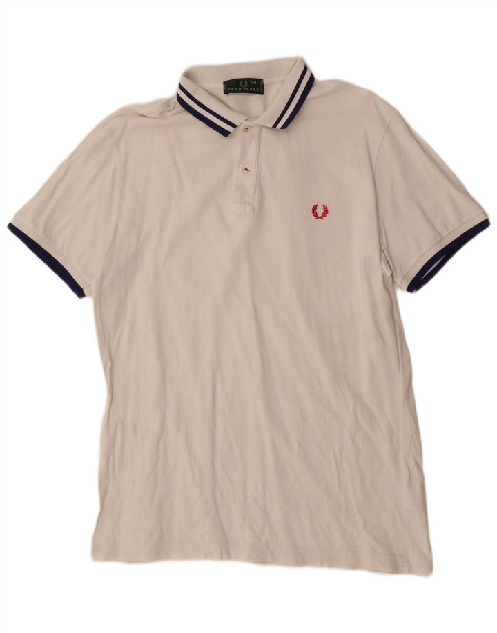 Camisa polo masculina Fred Perry 2XL algodão listrado branco