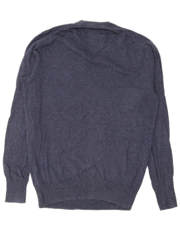 Suéter masculino Superdry com decote em V, algodão azul marinho médio