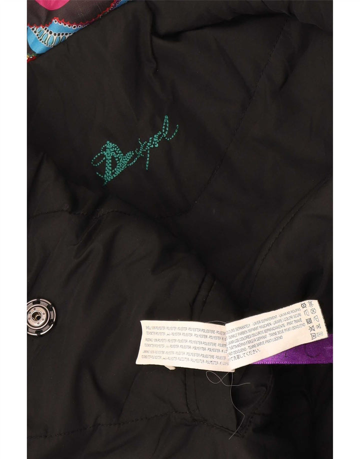 Jaqueta acolchoada feminina Desigual UK 10 poliéster geométrico colorido pequeno