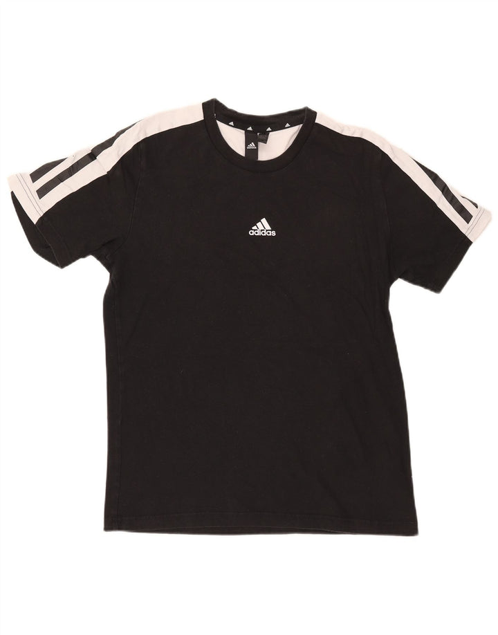 Adidas Mens T-Shirt Top Pequeno Algodão Colorblock Preto