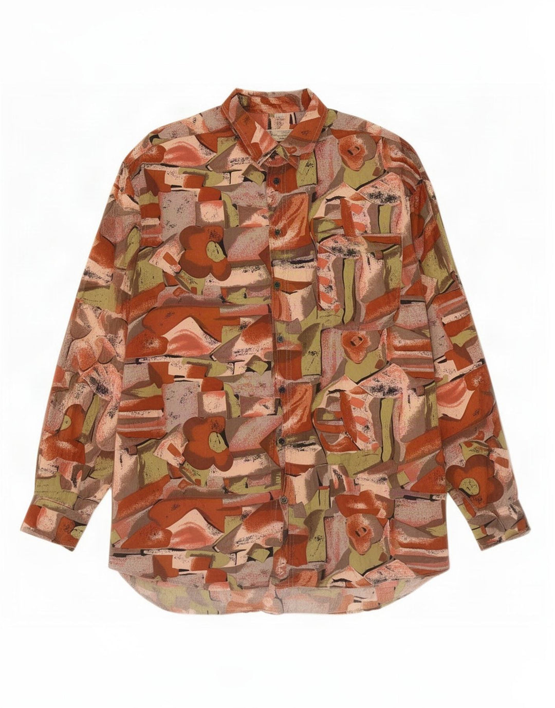 Camisa masculina Angelo Litrico com estampa abstrata tamanho 43/44 XL seda multicolorida