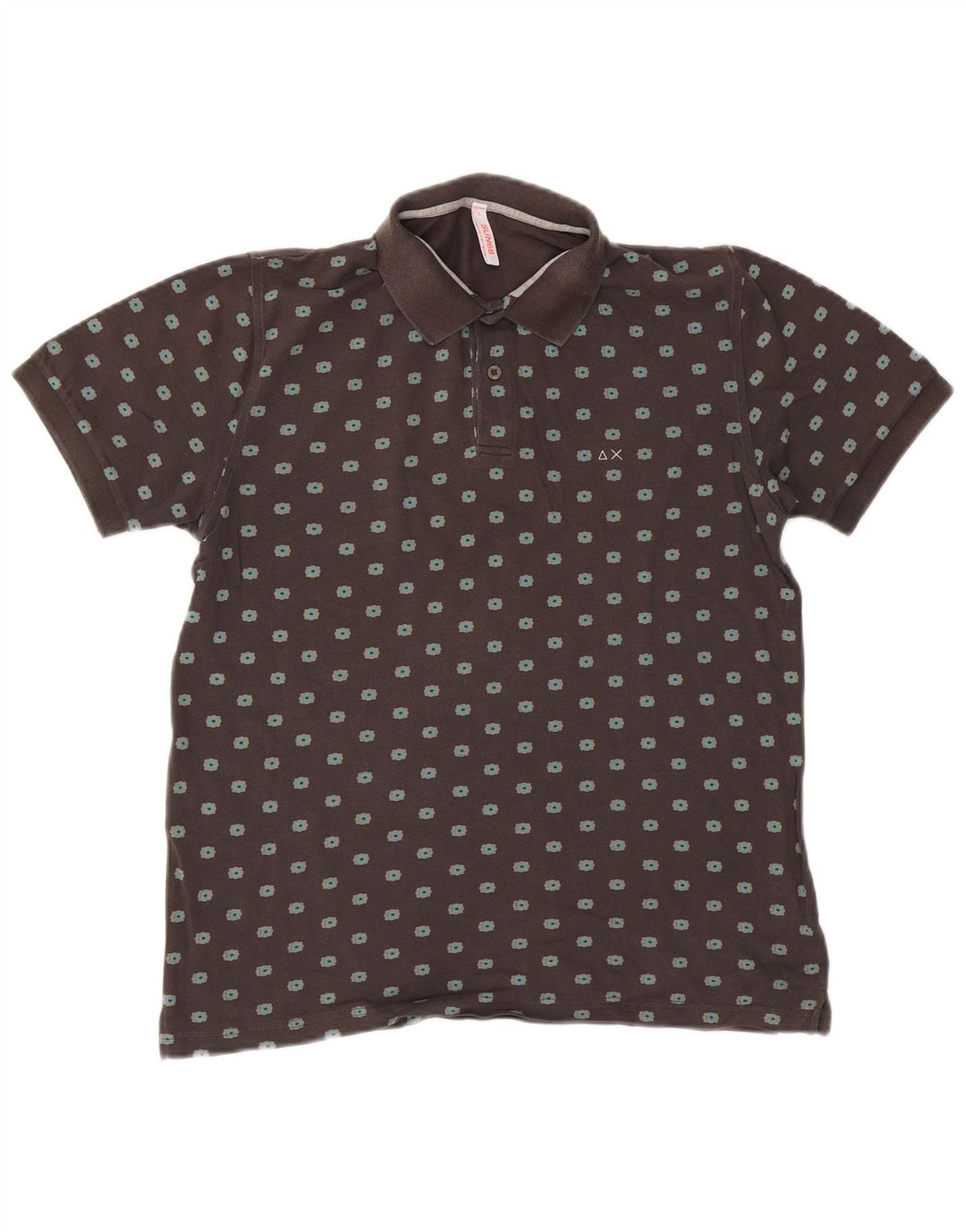 Camisa polo masculina SUN68 grande algodão floral cinza