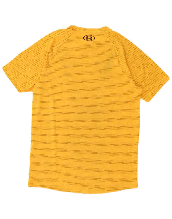 Under Armour Mens T-Shirt Top Pequeno Poliéster Listrado Amarelo