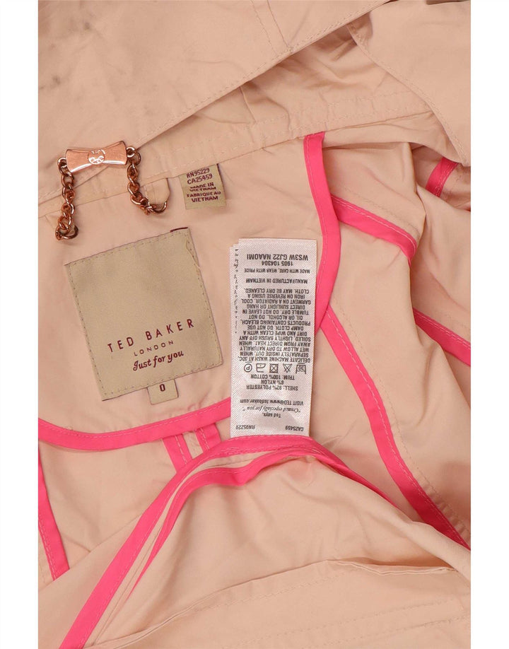 Jaqueta Parka de grandes dimensões com capuz feminina Ted Baker tamanho 0 2XS poliéster rosa