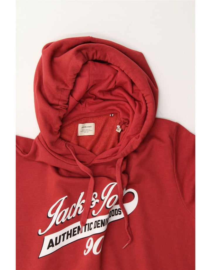 JACK & JONES Mens Graphic Hoodie Jumper XL Red Cotton Vintage Jack & Jones and Second-Hand Jack & Jones from Messina Hembry 