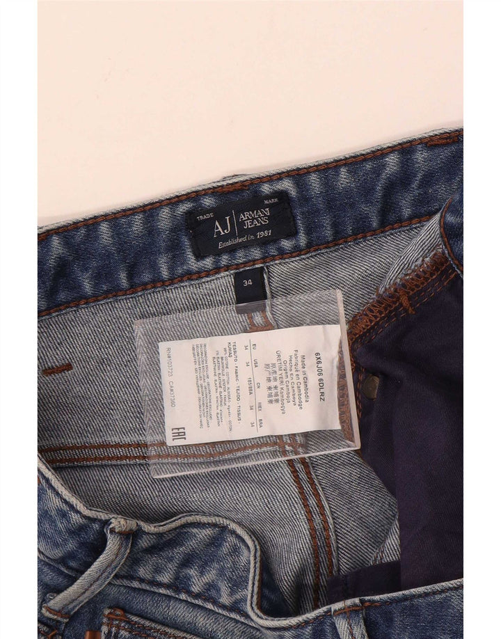 Armani Mens Slim Jeans W34 L34 Azul Algodão