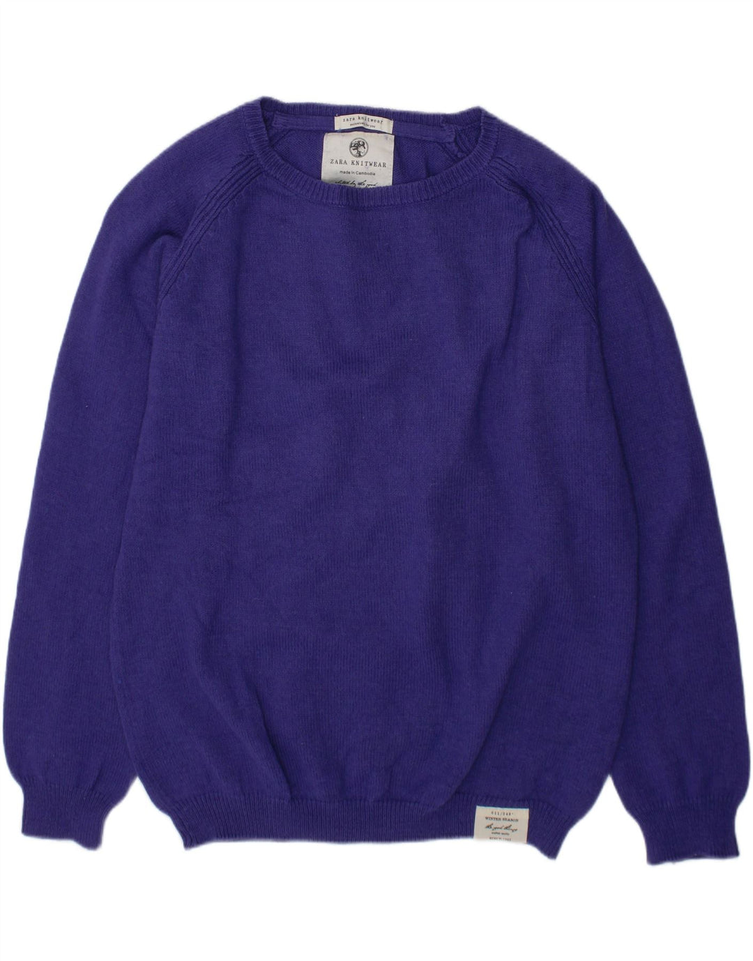ZARA Girls Crew Neck Jumper Sweater 11-12 Years Purple Cotton Vintage Zara and Second-Hand Zara from Messina Hembry 