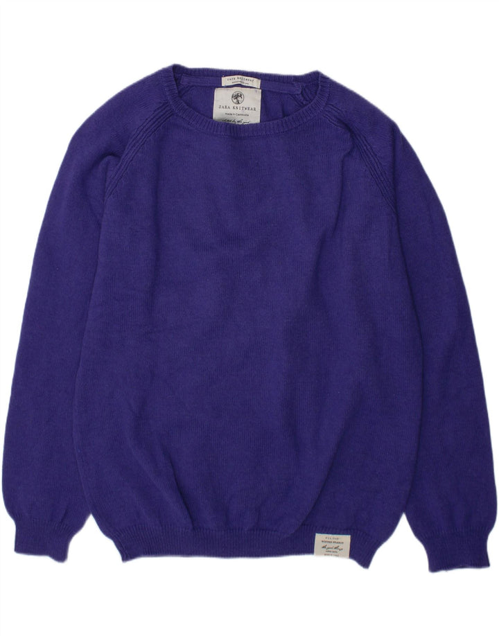 ZARA Girls Crew Neck Jumper Sweater 11-12 Years Purple Cotton Vintage Zara and Second-Hand Zara from Messina Hembry 