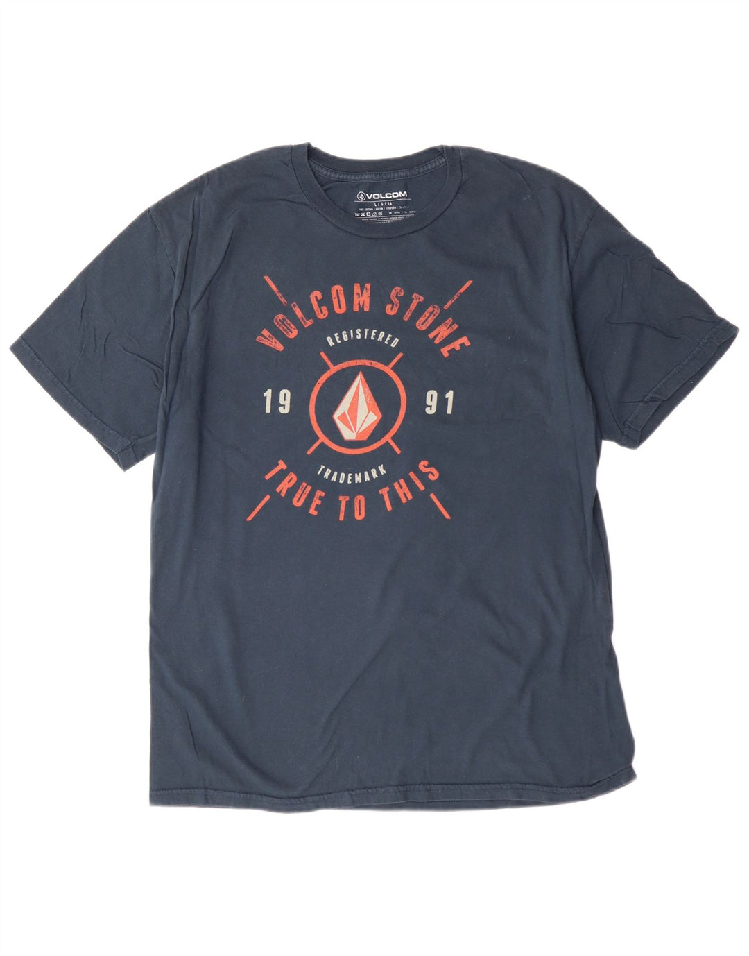 Camiseta gráfica masculina Volcom 13-14 anos grande algodão azul marinho