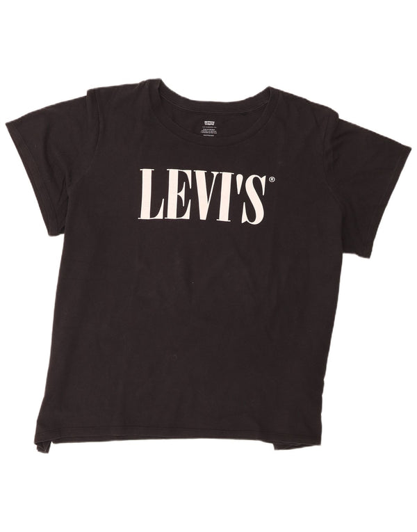 Camiseta feminina gráfica Levi's Top UK 22 3XL algodão preto