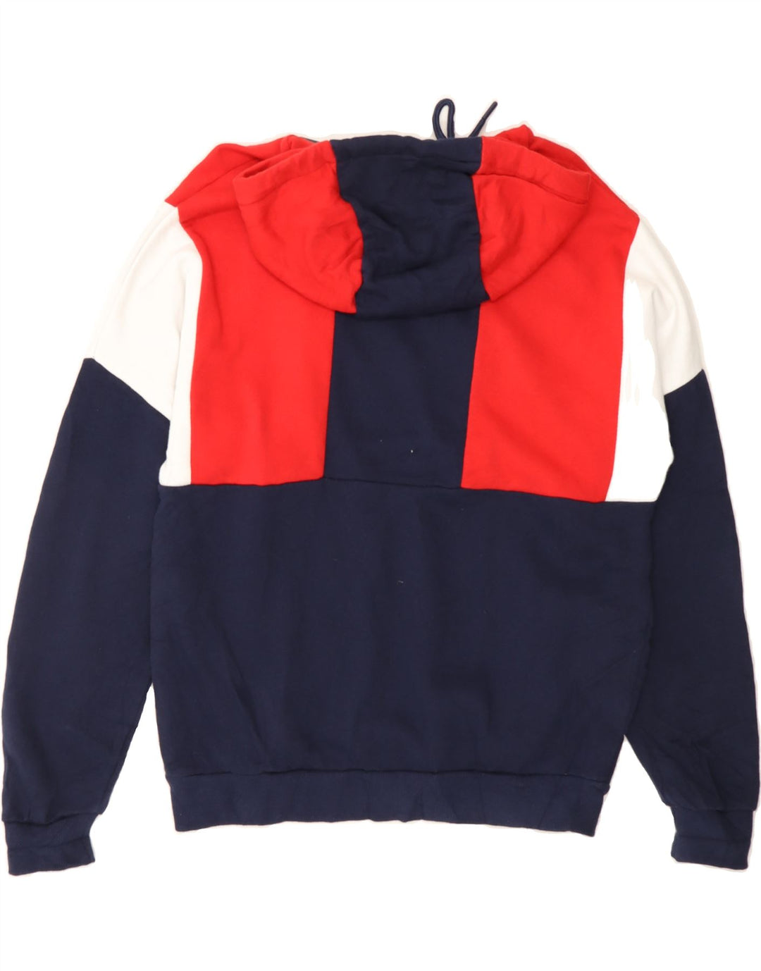 FILA Mens Hoodie Jumper Small Navy Blue Colourblock Cotton Vintage Fila and Second-Hand Fila from Messina Hembry 