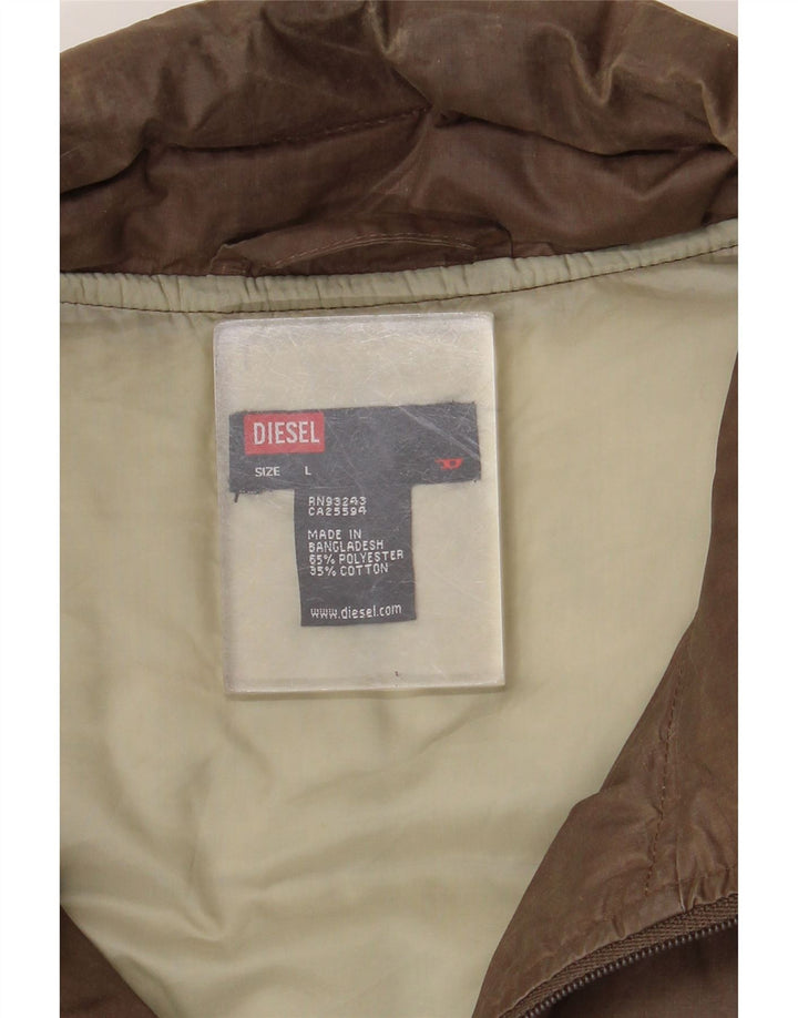 Colete acolchoado masculino Diesel UK 40 grande poliéster marrom