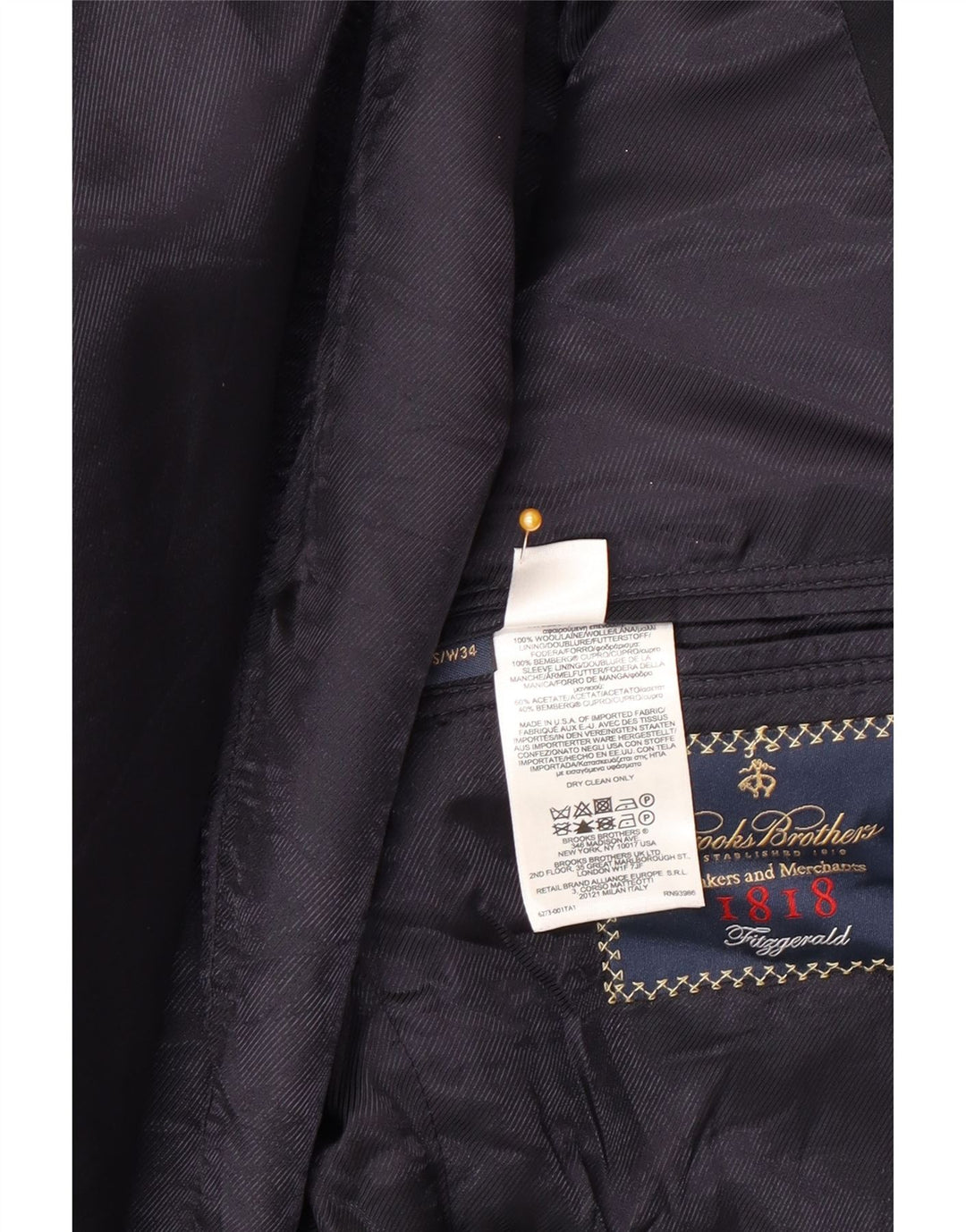 Jaqueta blazer masculina de 2 botões Brooks Brothers Reino Unido 40 grande lã azul marinho