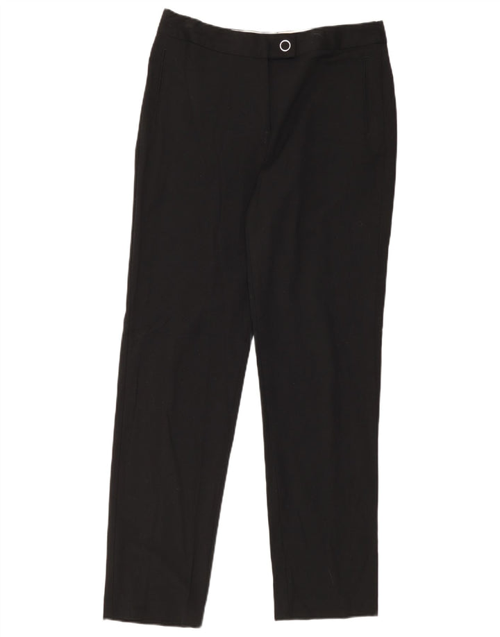 Calça feminina Marks & Spencer Straight Suit Reino Unido 12 Médio W32 L32 Preta