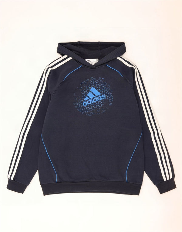 Camisola com capuz gráfico Adidas Boys 15-16 anos azul marinho algodão