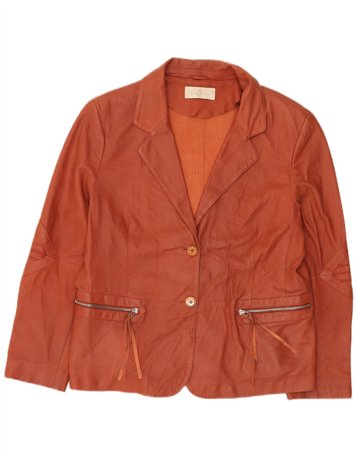 Jaqueta blazer feminina ELEGANCE PARIS com 2 botões Reino Unido 20 2XL couro marrom