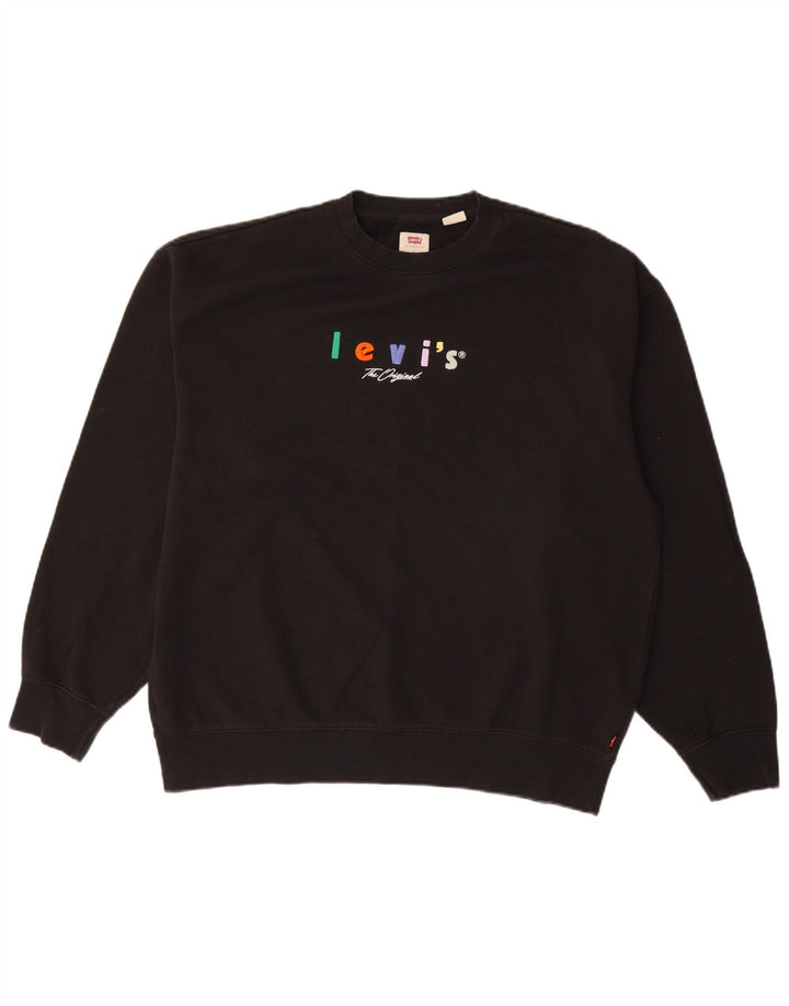 LEVI'S Masculino Relaxed Graphic Moletom Jumper Grande Algodão Preto