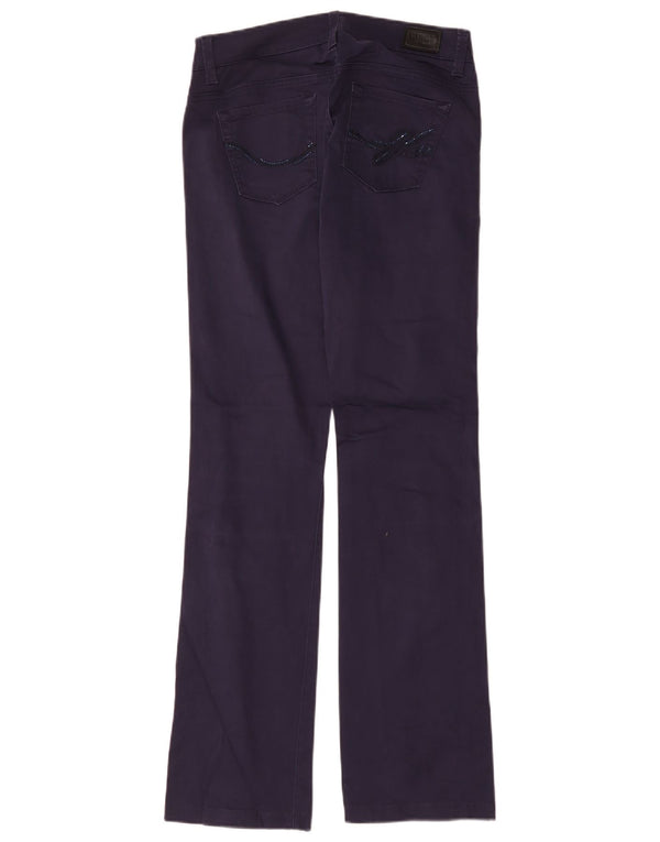 Guess Calça feminina Starlet reta casual W26 L32 algodão azul marinho