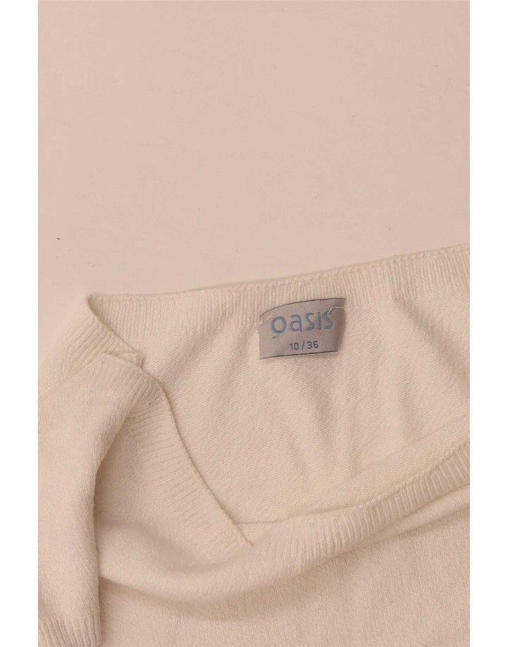 Blusa feminina Oasis Crop Top UK 10 pequena viscose branca