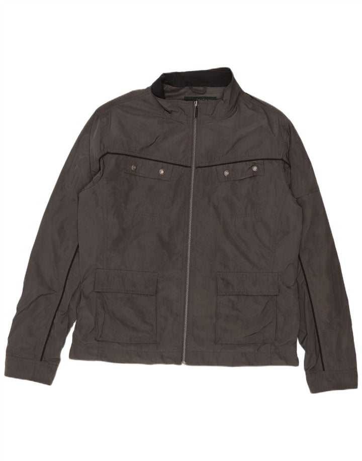 Jaqueta utilitária masculina Calvin Klein Jeans UK 38 poliéster cinza médio