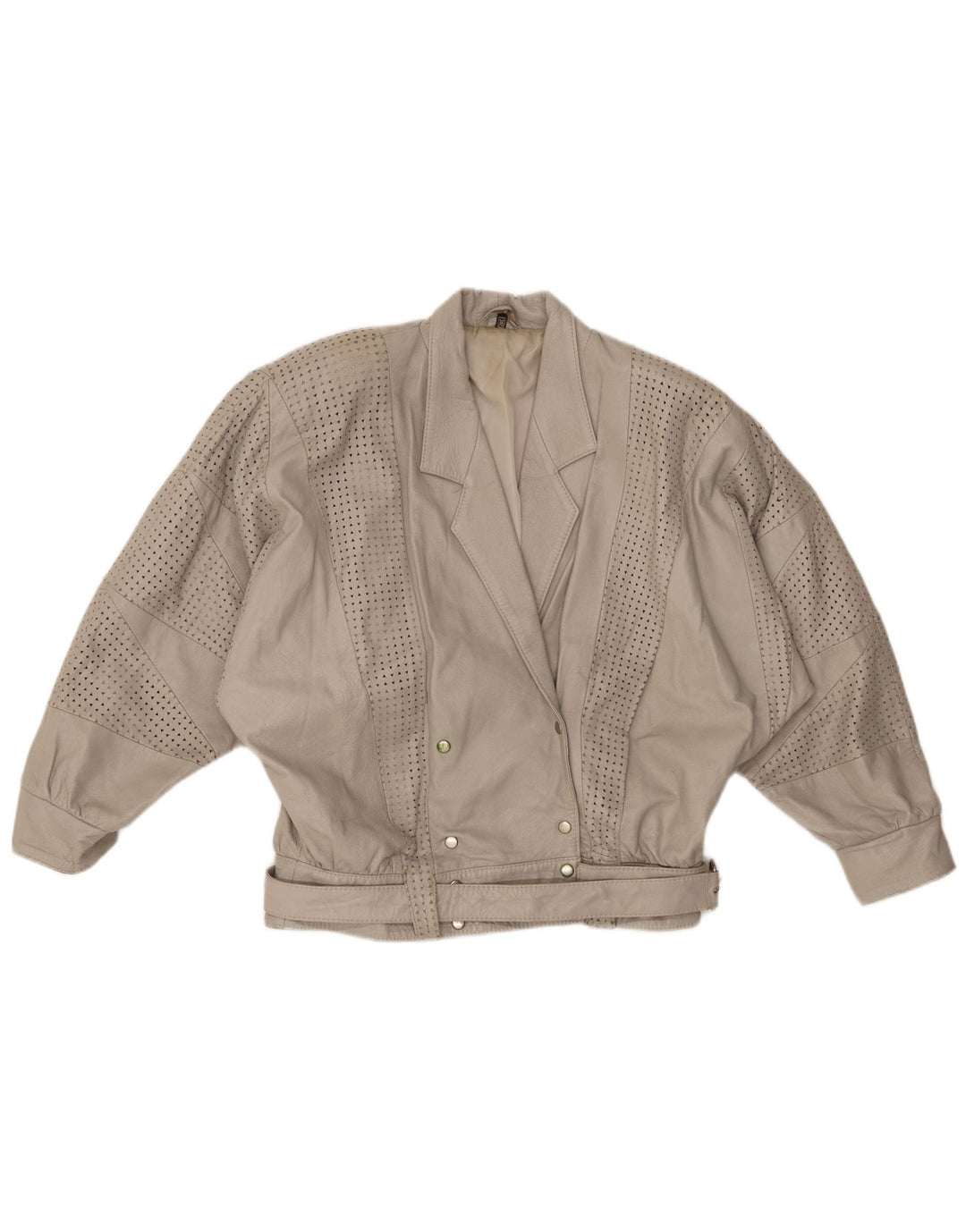 GABRIELLA BENELLI Jaqueta feminina oversized UE 36 pequena couro cinza