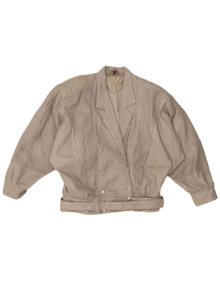 GABRIELLA BENELLI Jaqueta feminina oversized UE 36 pequena couro cinza