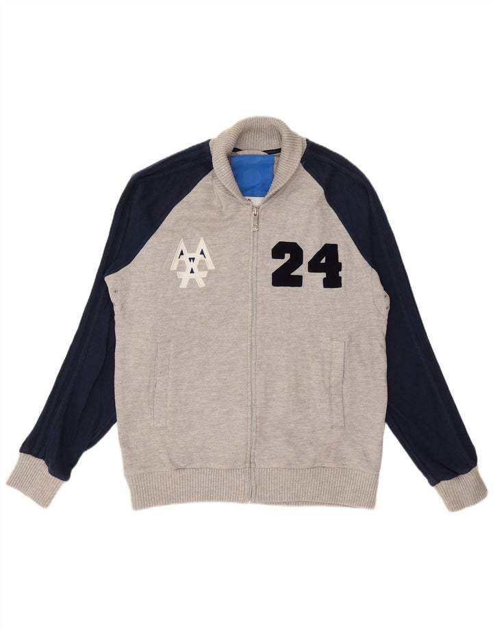 ADIDAS Mens Graphic Tracksuit Top Jacket Grande Cinza Colorblock Algodão