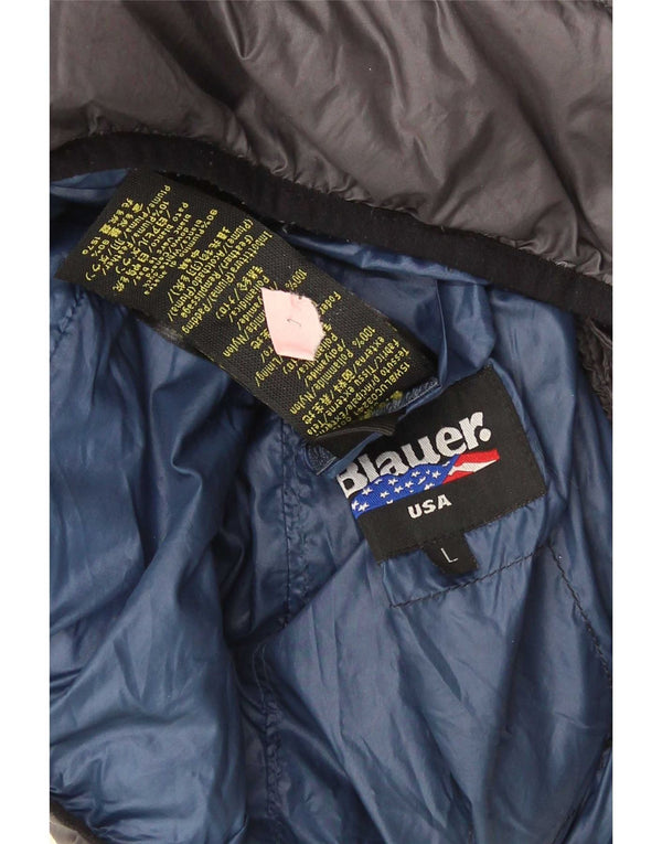 Jaqueta masculina acolchoada com capuz Blauer UK 40 grande poliamida cinza