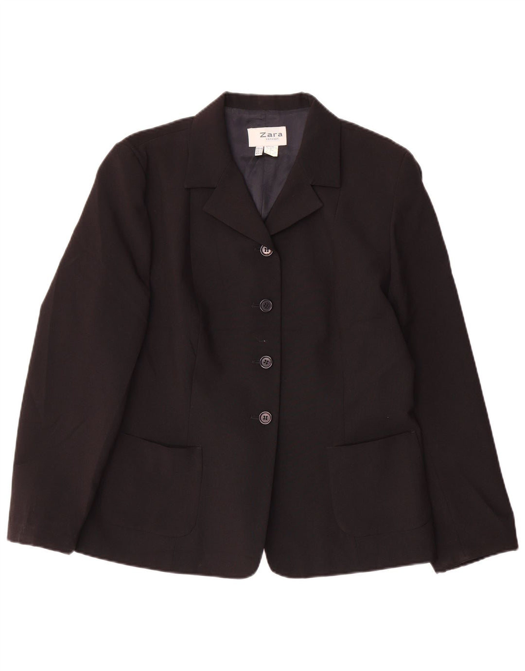 Jaqueta blazer feminina Zara com 4 botões EU 44 XL preto poliéster