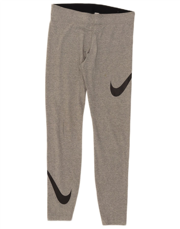 Nike Womens Graphic Leggings UK 14 Médio Cinza Algodão
