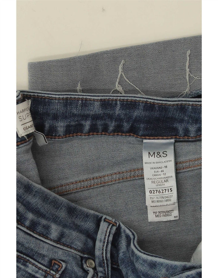 Calça jeans feminina Harper Straight da Marks & Spencer Reino Unido 16 grande W32 L25 azul