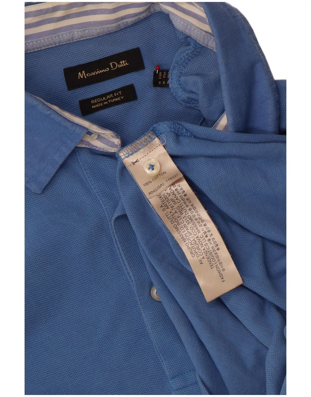 Camisa polo masculina Massimo Dutti Regular Fit algodão azul médio