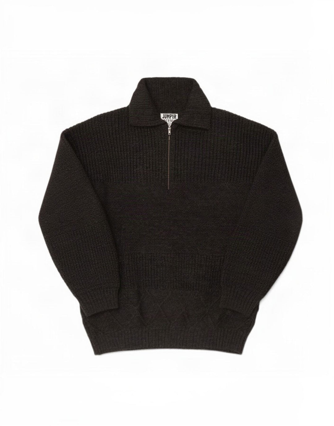 Suéter vintage masculino com gola polo e lã cinza médio
