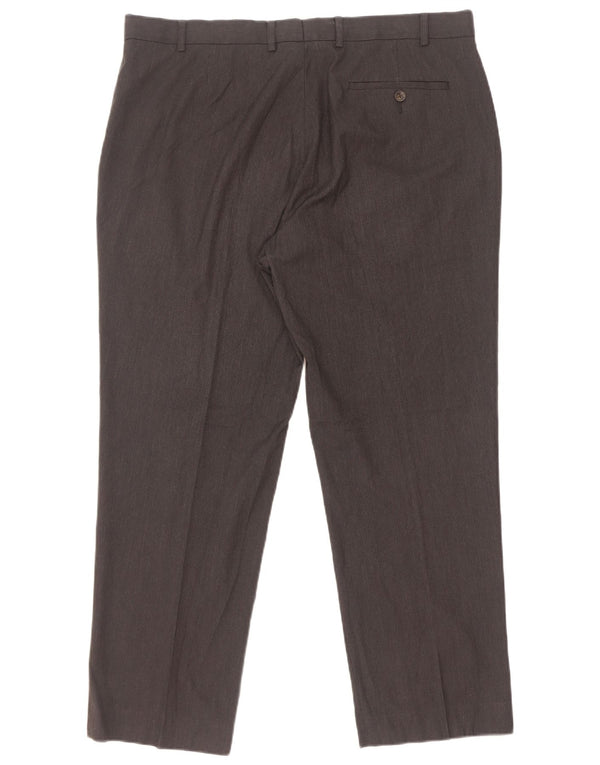 Calça masculina de ajuste regular Marks & Spencer W38 L29 poliéster cinza