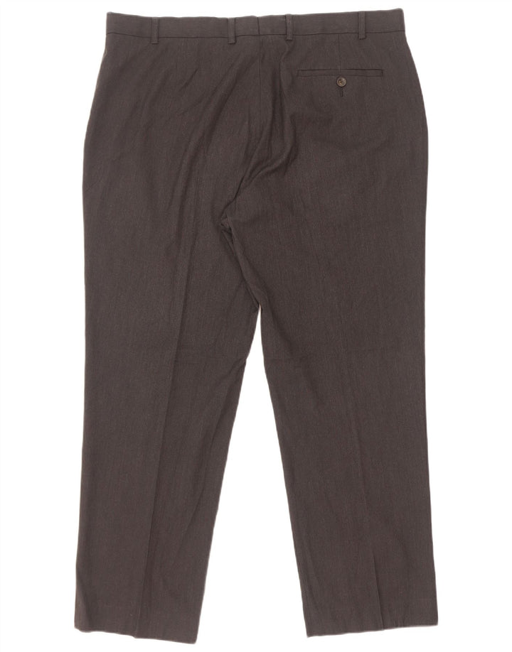 Calça masculina de ajuste regular Marks & Spencer W38 L29 poliéster cinza