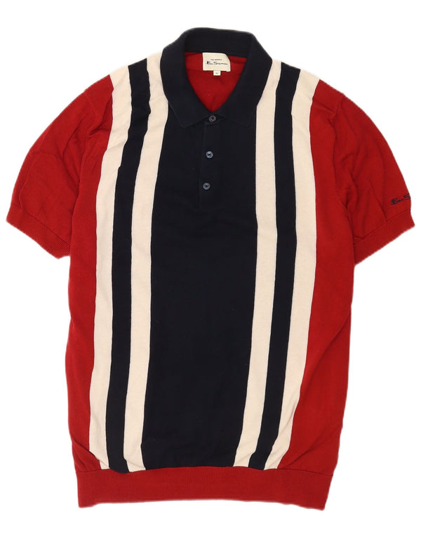 Ben Sherman Suéter masculino de manga curta com gola polo XL vermelho colorblock