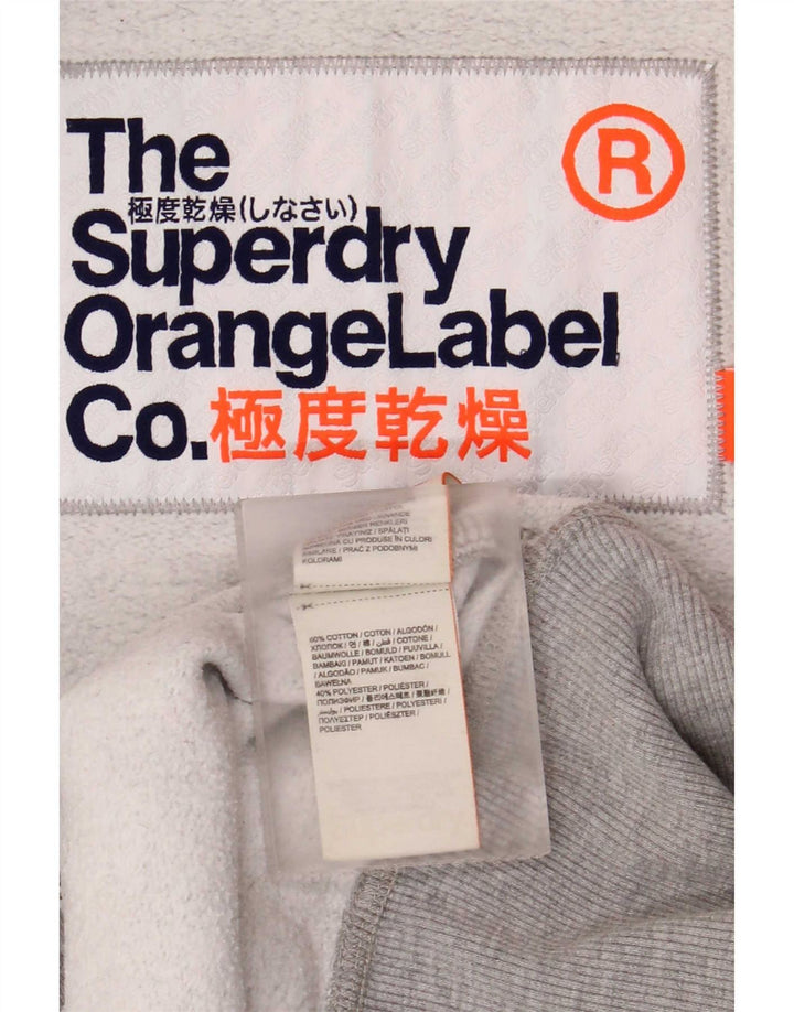 Suéter masculino Superdry com capuz e zíper grande algodão manchado cinza