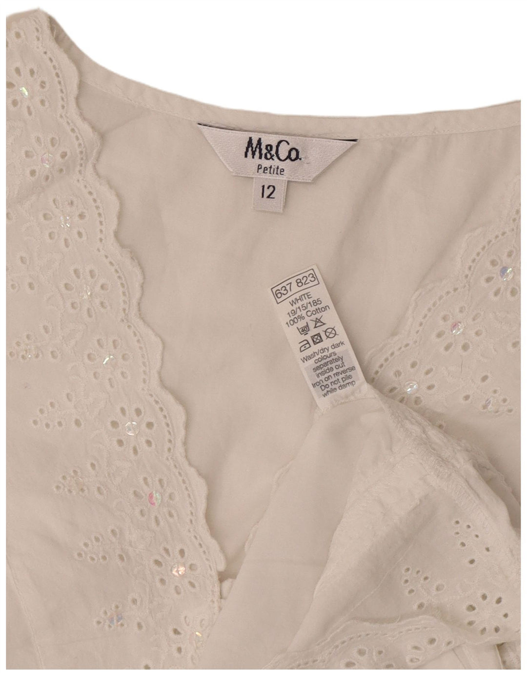 Blusa feminina pequena Max & Co. Reino Unido 12 algodão floral branco médio
