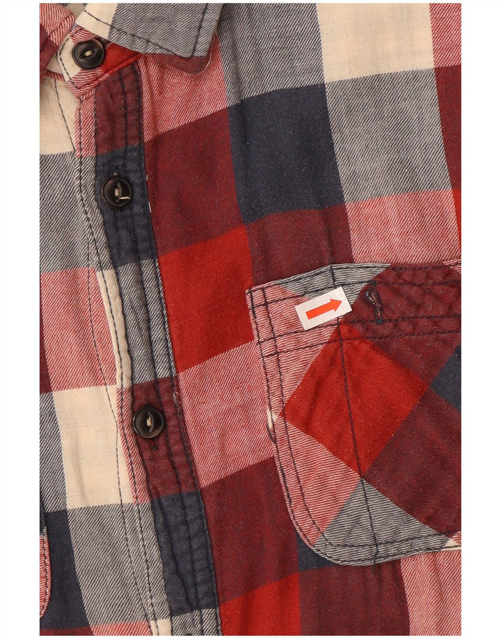 Camisa masculina de flanela SCOTCH & SODA de algodão xadrez vermelho médio