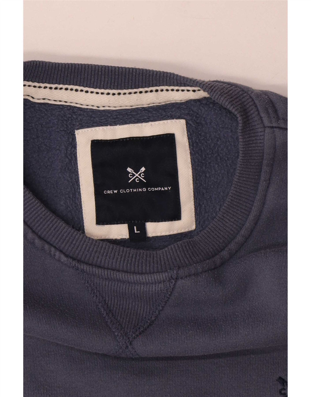 Crew Clothing Mens Moletom Jumper Grande Algodão Azul