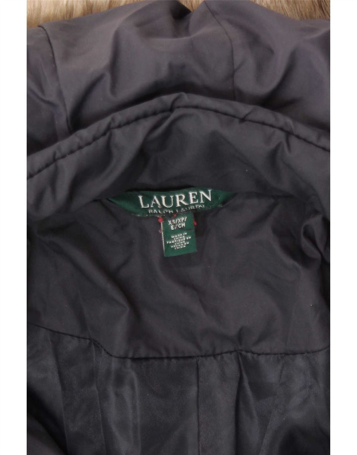 Jaqueta acolchoada com capuz feminino Ralph Lauren UK 6 XS azul marinho poliéster
