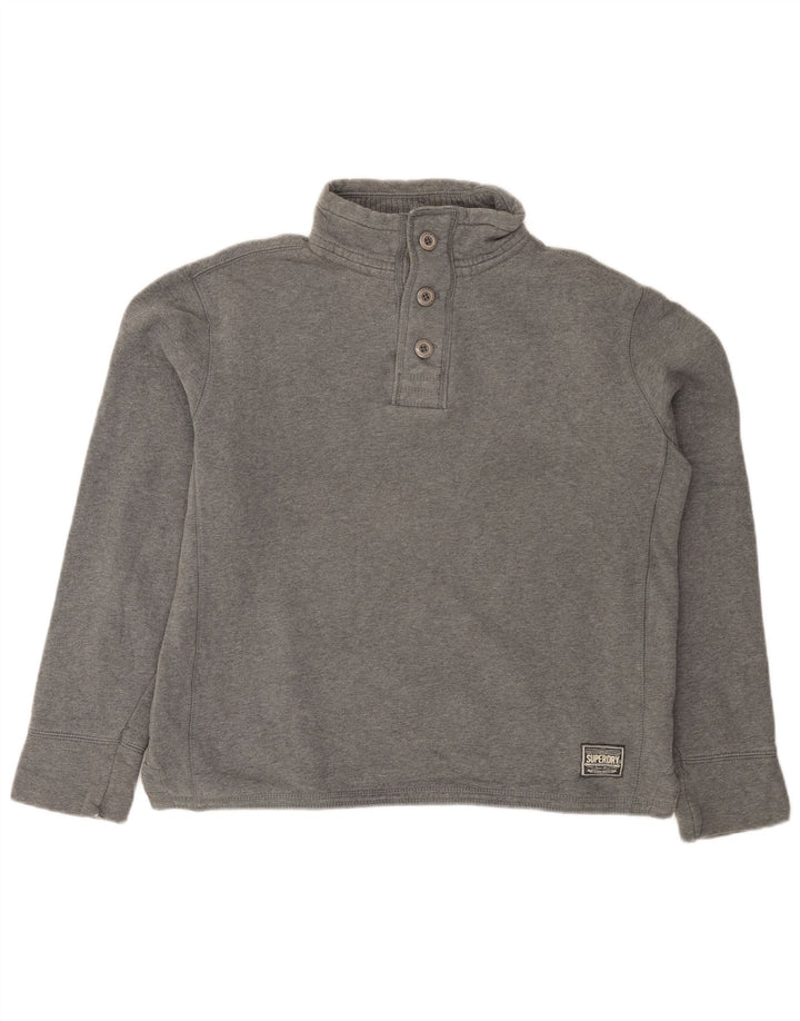 Suéter masculino Superdry com gola redonda e algodão cinza médio