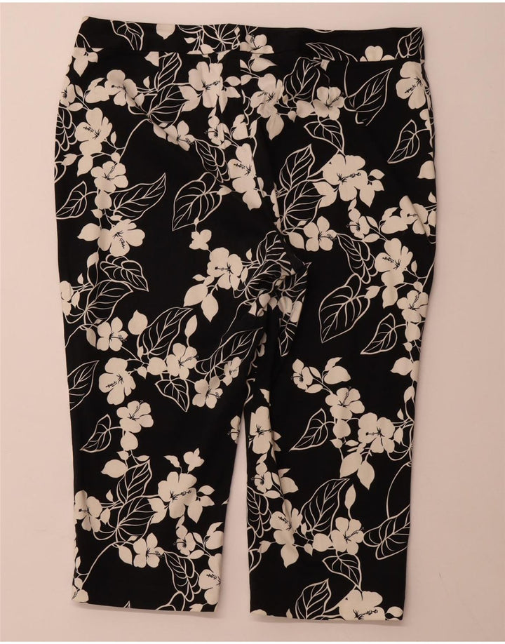 Calça capri feminina reta CHAPS US 16 2XL W38 L20 algodão floral preto