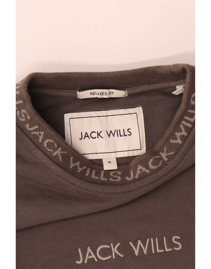 Jack Wills moletom masculino com ajuste relaxado gráfico moletom médio cinza algodão