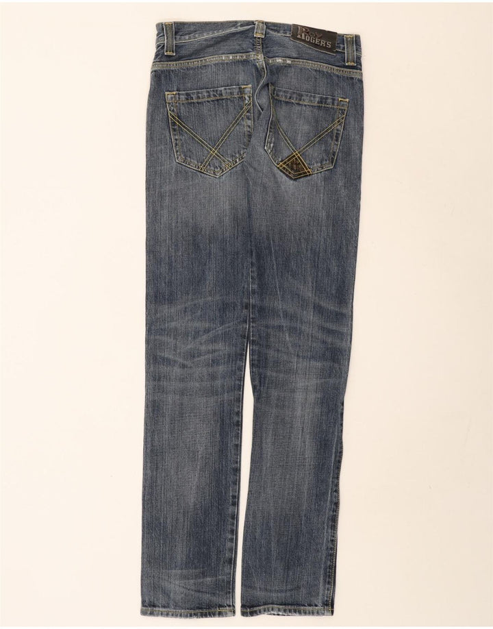 Calça jeans reta masculina Roy Rogers desgastada W30 L35 algodão azul