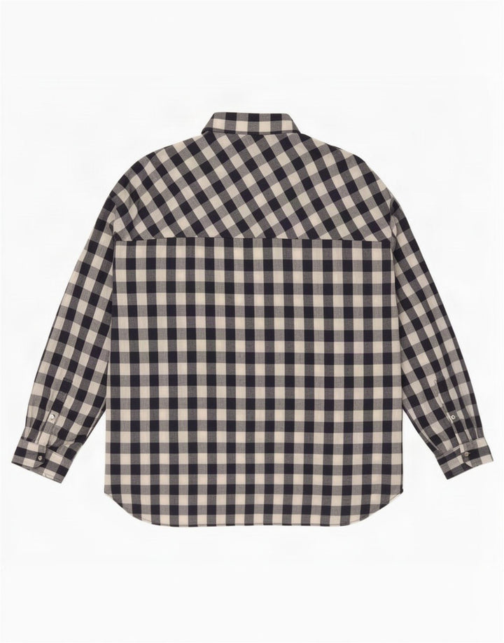 Camisa feminina Zara Trafaluc grande tamanho UK 10 pequena azul marinho guingão